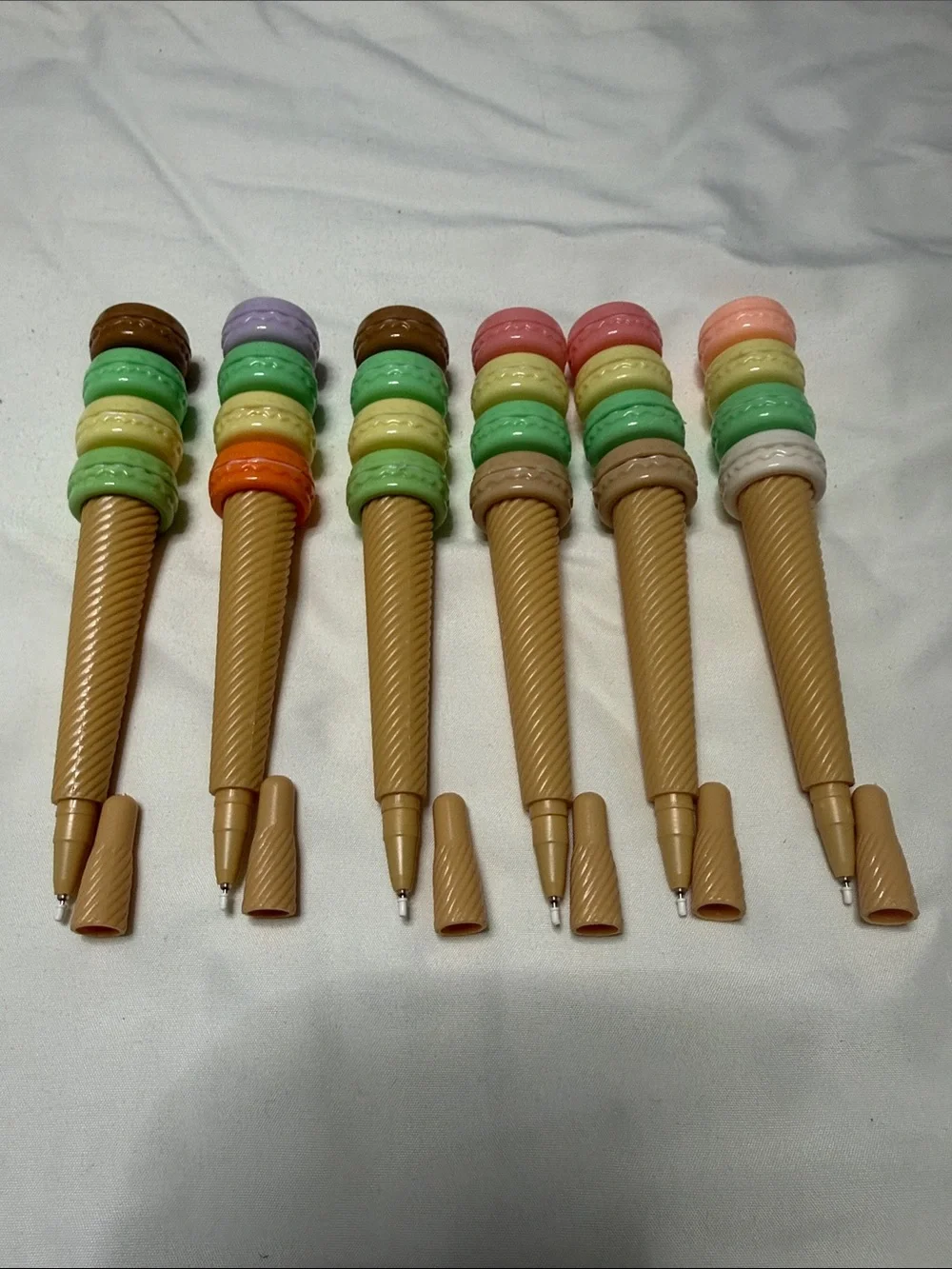 Sets of 12 Ice Cream Cone Party Pens - Assorted Pastel Colors Black Ink